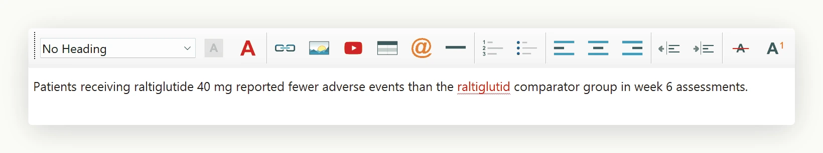 The SpiceLogic WinForms HTML Editor running a custom spell check engine: the approved compound name is accepted while an unknown variant of the same name is flagged with a red underline.