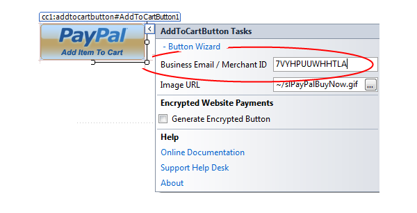 Add to Cart Button Smart Tag with the Business Email / Merchant ID field filled with the PayPal merchant account ID.