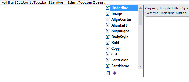 ToolbarItems Intellisense