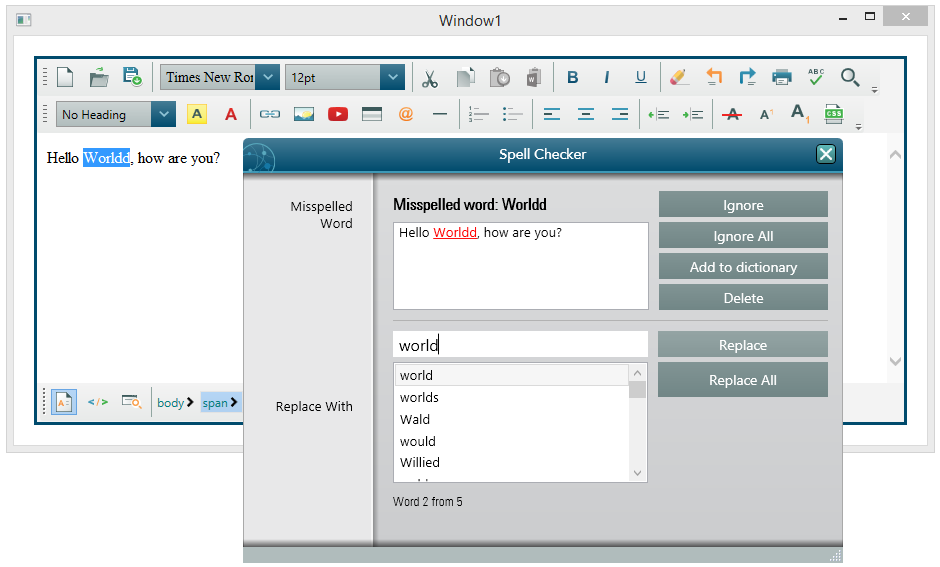 Spell checker dialog