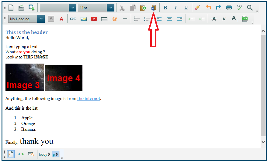 Content pasted from Word