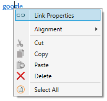 Context menu link