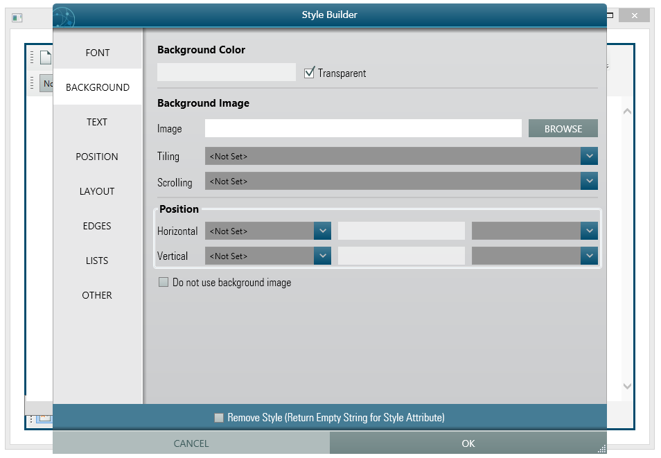 StyleBuilder Background
