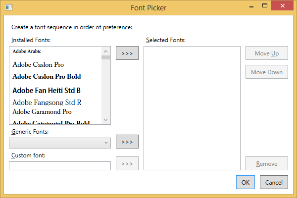 StyleBuilder Font picker
