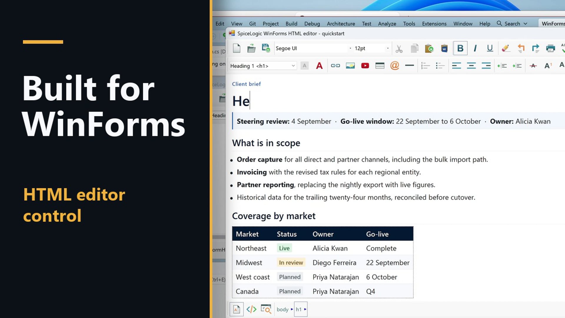 .NET WinForms HTML Editor Control video demonstration