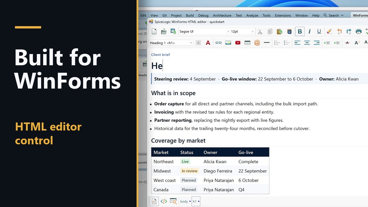 .NET WinForms HTML Editor Control video demonstration